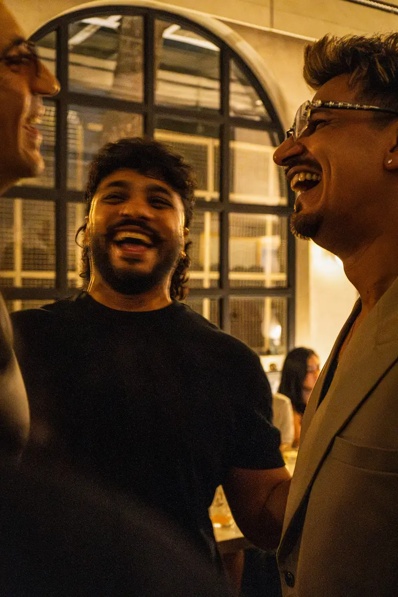 Friends laughing together